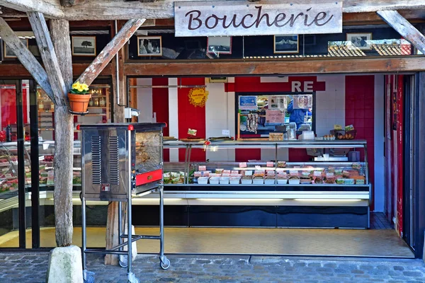 Flotte Ile フランス 2020年3月13日 村の中心部の市場での肉屋 — ストック写真
