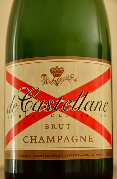 Epernay Francia Mayo 2020 Primer Plano Botella Champán Castellane — Foto de Stock