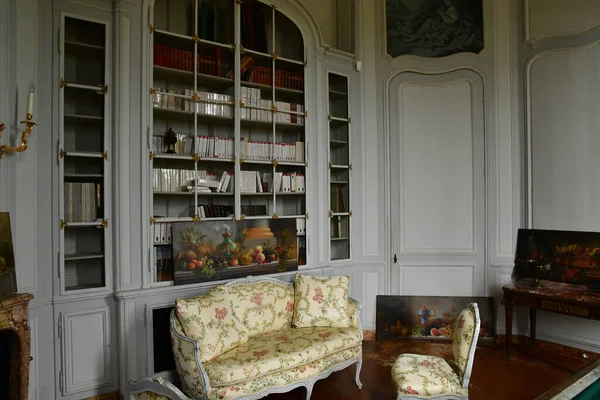 Chaussy Villarceaux Fransa Haziran 2020 Yüzyıl Tarihsel Şatosu Kütüphanesi — Stok fotoğraf