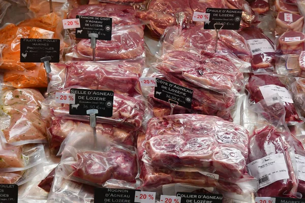 Jouy Josas Francia Julio 2020 Carne Mercado Las Granjas — Foto de Stock