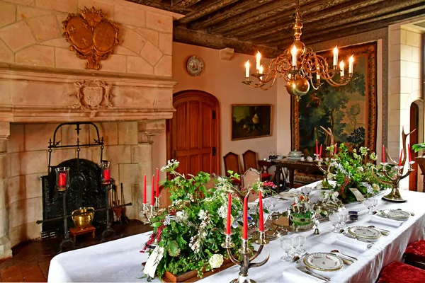 Cere Ronde France July 2020 Dining Room Medieval Castle Montpoupon — 图库照片