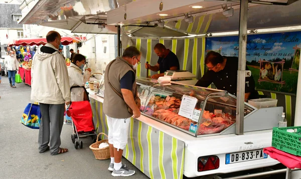 Loches 프랑스 July 2020 Butcher Market — 스톡 사진