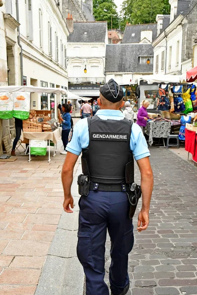 Loches Francia Julio 2020 Patrulla Policial Mercado — Foto de Stock
