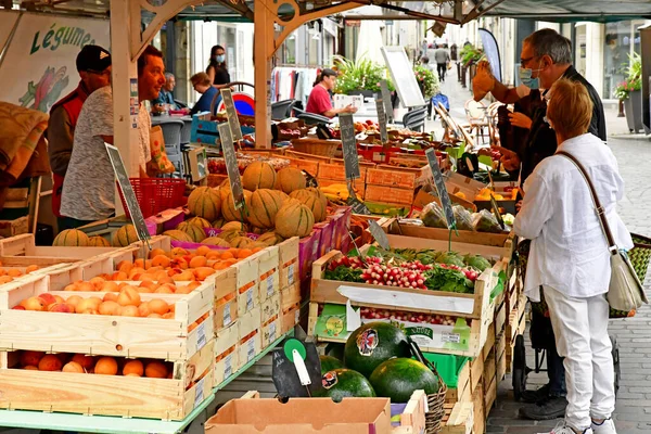 Loches Fransa Temmuz 2020 Pazarda Meyve Sebze — Stok fotoğraf