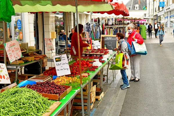 Loches 프랑스 July 2020 Market — 스톡 사진