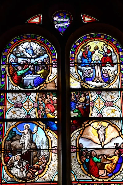 Montlouis Sur Loire Francja Lipca 2020 Okno Kościoła Wawrzyńca — Zdjęcie stockowe