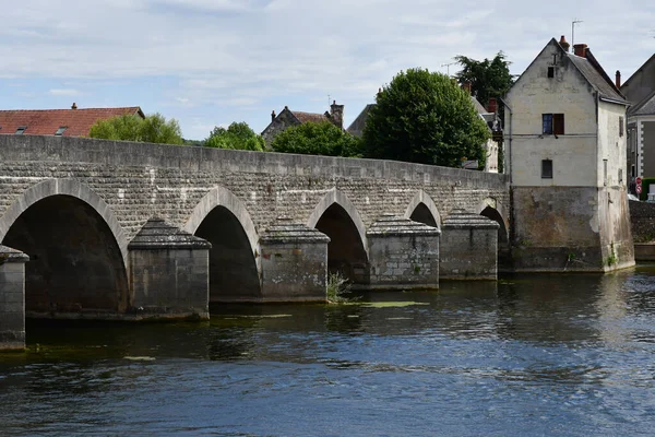 Montrichard Frankreich Juli 2020 Der Fluss Cher Und Die Brücke — Stockfoto