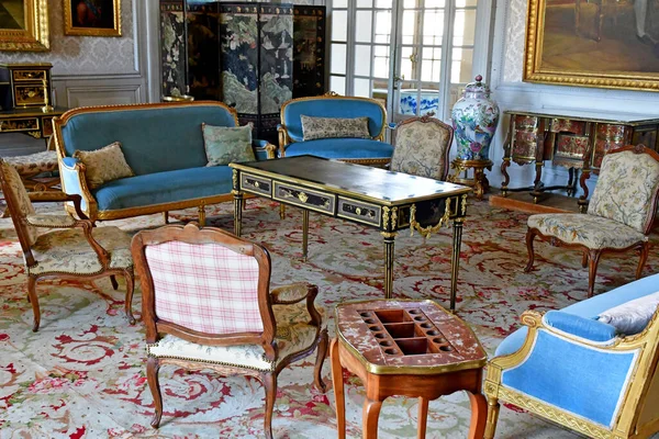 Valencay França Julho 2020 Salão Azul Castelo Talleyrand — Fotografia de Stock