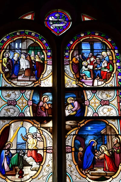 Montlouis Sur Loire France July 2020 Saint Laurent Church Window — Stock Photo, Image