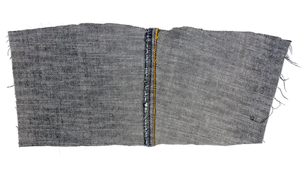 Pièce Tissu Jeans Noir Isolé Sur Fond Blanc Bordures Rugueuses — Photo