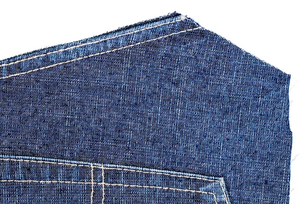 Corte Tecido Calça Azul Isolado Fundo Branco Bordas Irregulares Duras — Fotografia de Stock