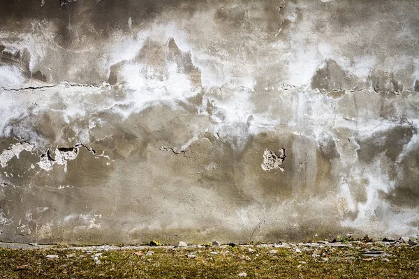 Old Gray Cracked Plaster Brick Wall Abandoned Exterior Urban Background — Stock Photo, Image