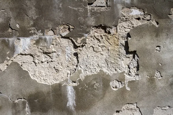 老灰砖和石膏墙的纹理背景 彩绘墙面 肮脏的建筑门面与损坏的石膏 — 图库照片