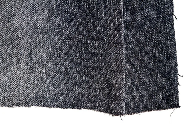 Sepotong Kain Jeans Hitam Diisolasi Dengan Latar Belakang Putih Tepi — Stok Foto