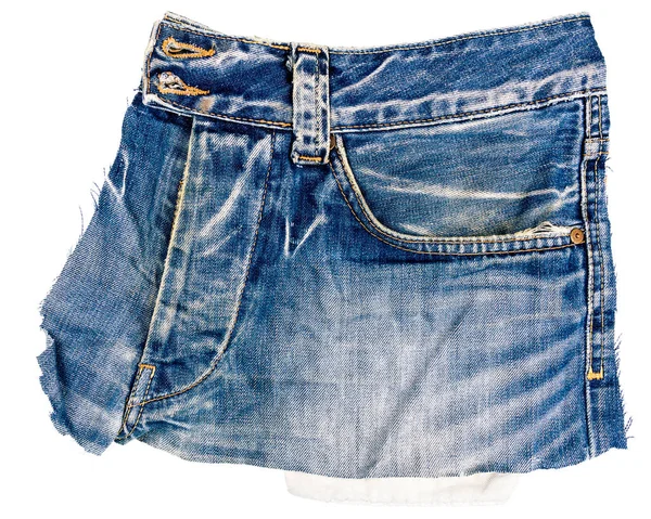 Bit Blå Jeans Tyg Med Sidoficka Isolerad Vit Bakgrund Tuffa — Stockfoto