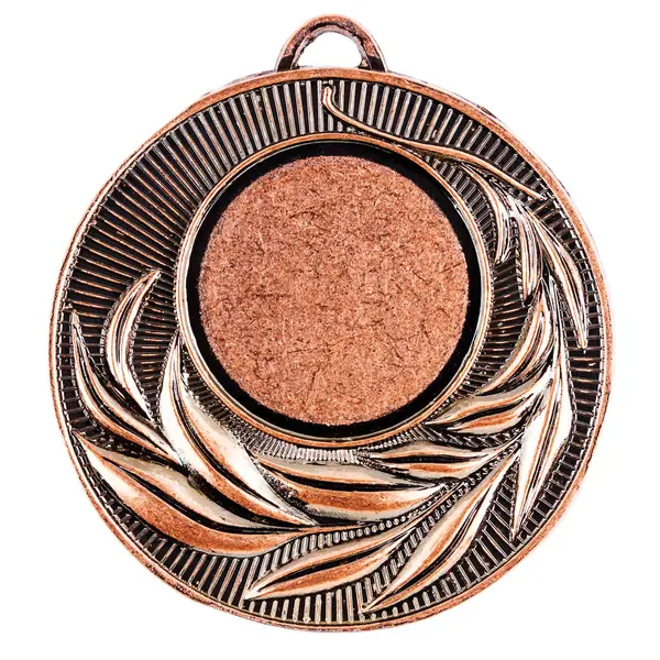 Blank Bronze Medal Isolated White Background Decorative Bronze Medal Template — Stock Photo, Image