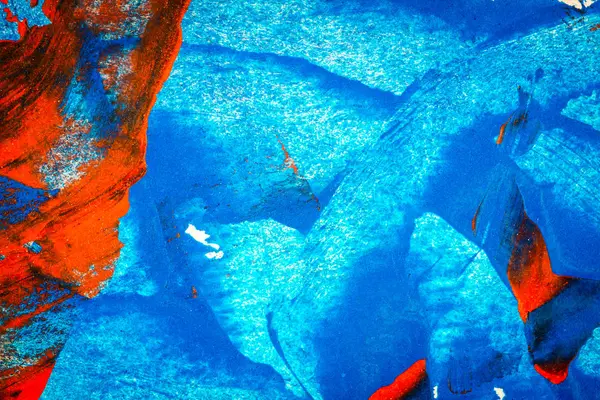 빨간색과 파란색 손으로 아크릴 크리에이 손으로 그려진된 화려한 종이에 아크릴 — 스톡 사진