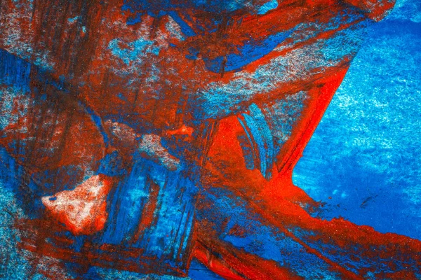 빨간색과 파란색 손으로 아크릴 크리에이 손으로 그려진된 화려한 종이에 아크릴 — 스톡 사진