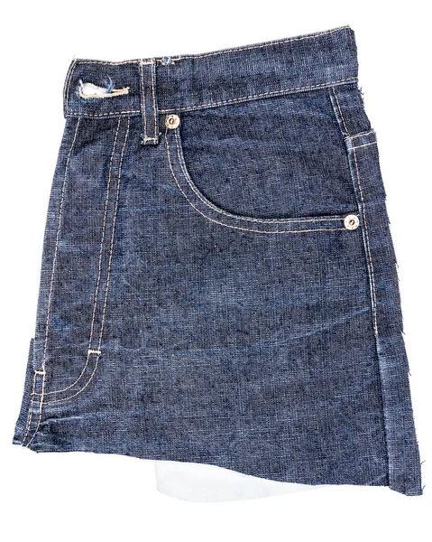 Kawałek Niebieskiej Tkaniny Jeansowej Boczną Kieszenią Izolowaną Białym Tle Twarde — Zdjęcie stockowe