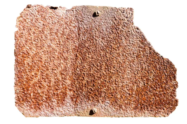 Rusty Bent Metal Plate Two Bolts Isolated White Background — Stock Photo, Image
