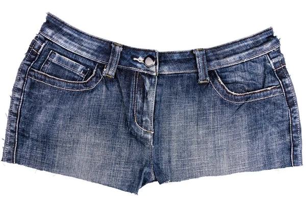 Pezzo Tessuto Jeans Blu Con Tasche Laterali Isolate Sfondo Bianco — Foto Stock