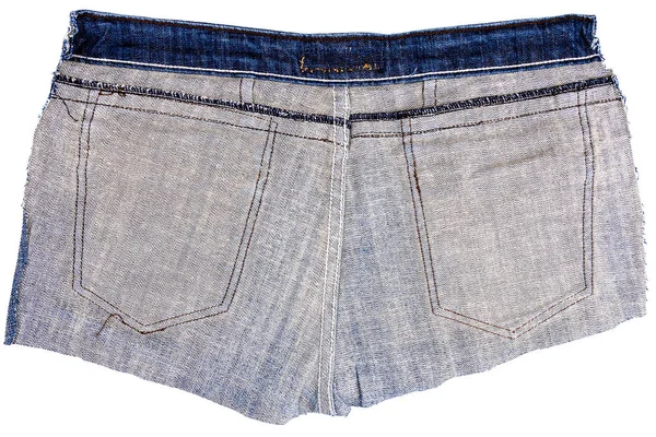 Stück Blue Jeans Stoff Mit Gesäßtaschen Isoliert Auf Weißem Hintergrund — Stockfoto