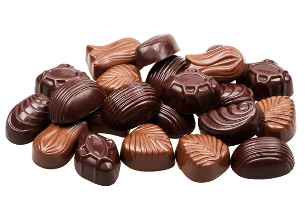 Caramelos Chocolate Surtidos Aislados Sobre Fondo Blanco — Foto de Stock