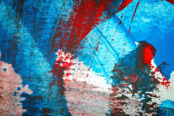 Abstracte Rode Blauwe Handgeschilderde Acryl Achtergrond Creatieve Abstract Hand Geschilderde — Stockfoto