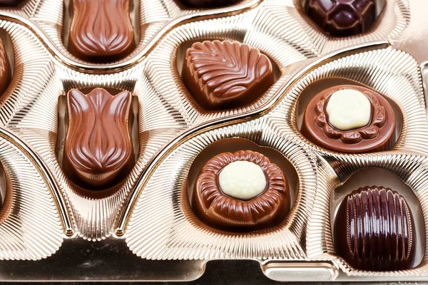 Fechar Foto Caixa Chocolates — Fotografia de Stock
