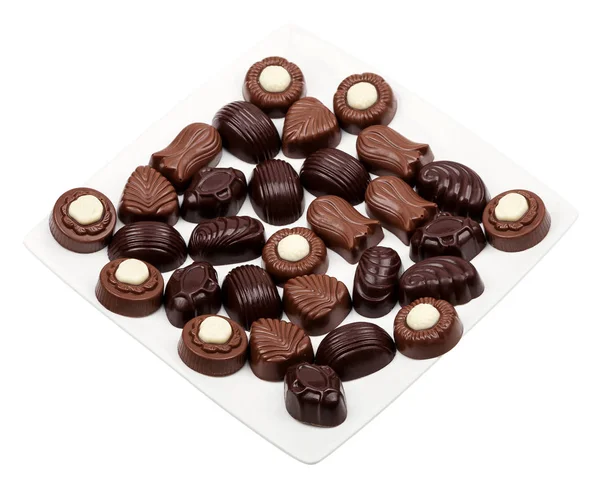 Plaat Van Chocolade Geïsoleerd Witte Achtergrond — Stockfoto