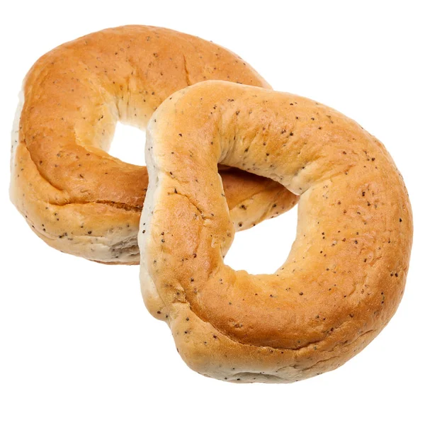 Deux Bagels Frais Isolés Sur Fond Blanc — Photo