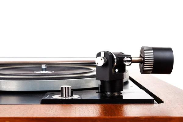 Boční Pohled Retro Gramofon Vinyl Gramofon Izolované Bílém Podlahová Lišta — Stock fotografie