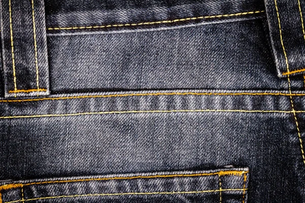 Textura Vaqueros Negros Gastados Con Puntadas Resumen Jeans Textura Fondo — Foto de Stock