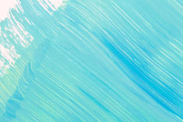 Abstract brushed cyan hand painted acrylic background, creative abstract hand painted background, close-up fragment of acrylic painting on paper with brush strokes