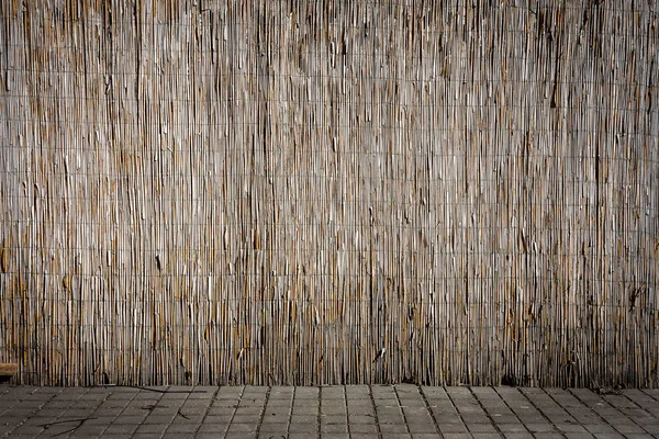 Het Patroon Van Oude Hek Van Bamboe Het Platform Detail — Stockfoto