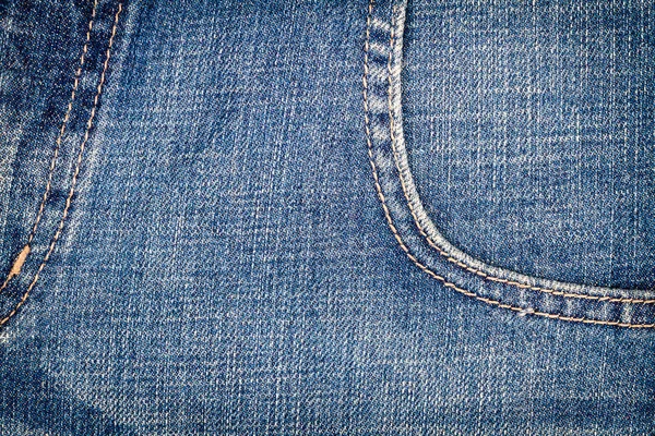 Mörkblå Jeans Tyg Med Side Pocket Bakgrund Jeans Detaljbild Blå — Stockfoto