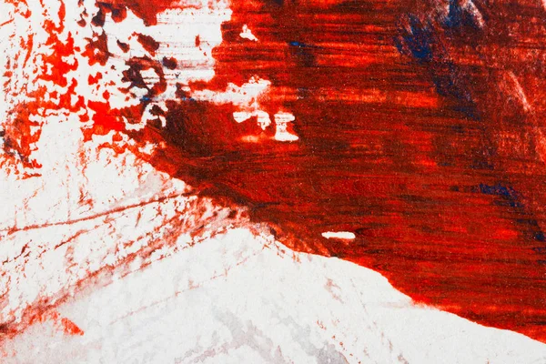 抽象红色和白色手绘丙烯酸背景 — 图库照片