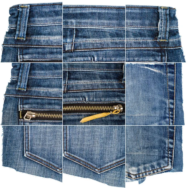 Collection de textures en tissu jeans bleu — Photo
