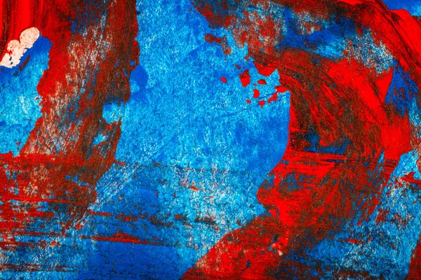 Fondo acrílico pintado a mano abstracto rojo y azul —  Fotos de Stock