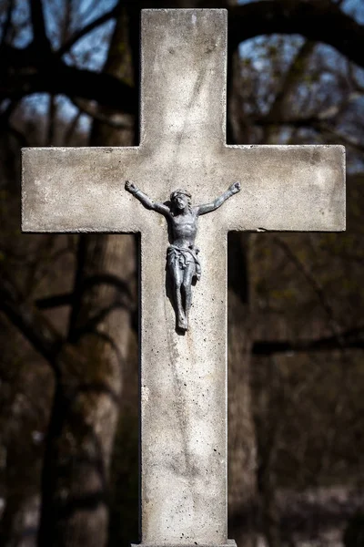 Big cross in the catholic cemetery of Rasos in Vilnius, Lithuania — Stock Photo, Image