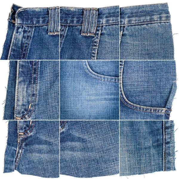 Collezione di texture in tessuto blue jeans — Foto Stock