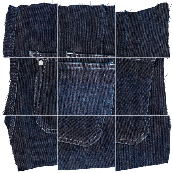 Collection de textures en tissu jeans bleu — Photo
