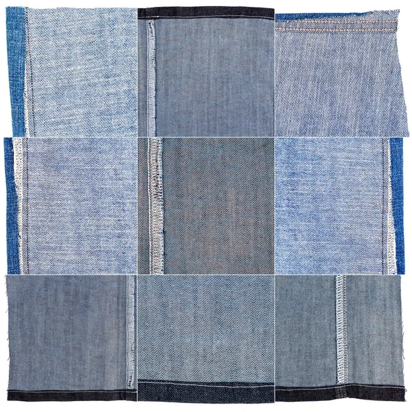 Coleção de texturas de tecido de jeans azul — Fotografia de Stock