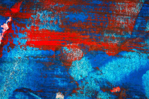 Abstrakt röd och blå hand målade akryl bakgrund — Stockfoto