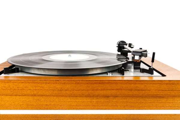 Close up of vintage turntable vinyl record player isolated on white — Stock Photo, Image