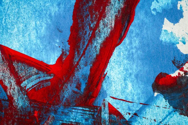 Fondo acrílico pintado a mano abstracto rojo y azul — Foto de Stock