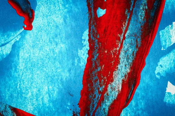 Abstracte rood en blauw hand geschilderde acryl achtergrond — Stockfoto