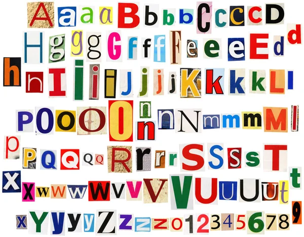 Colorful newspaper letters alphabet — Stock Photo, Image