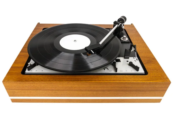 Vintage draaitafel vinyl platenspeler geïsoleerd op wit — Stockfoto