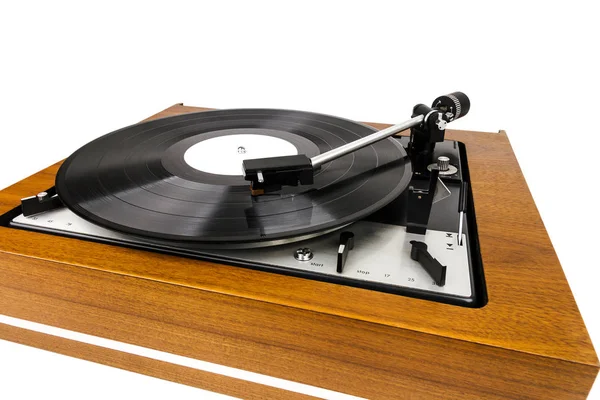 Vintage draaitafel vinyl platenspeler geïsoleerd op wit — Stockfoto